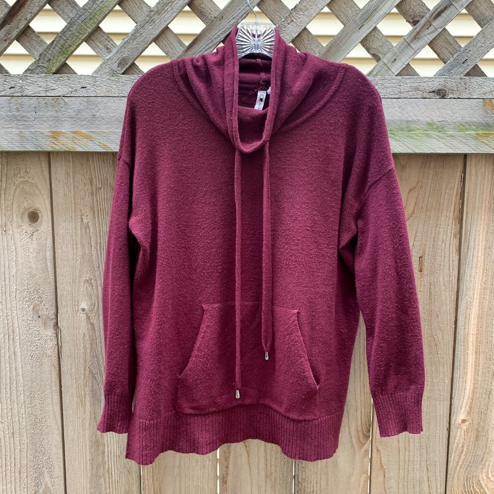 Burgundy Oversized Cowl Neck Sweater, Size XS